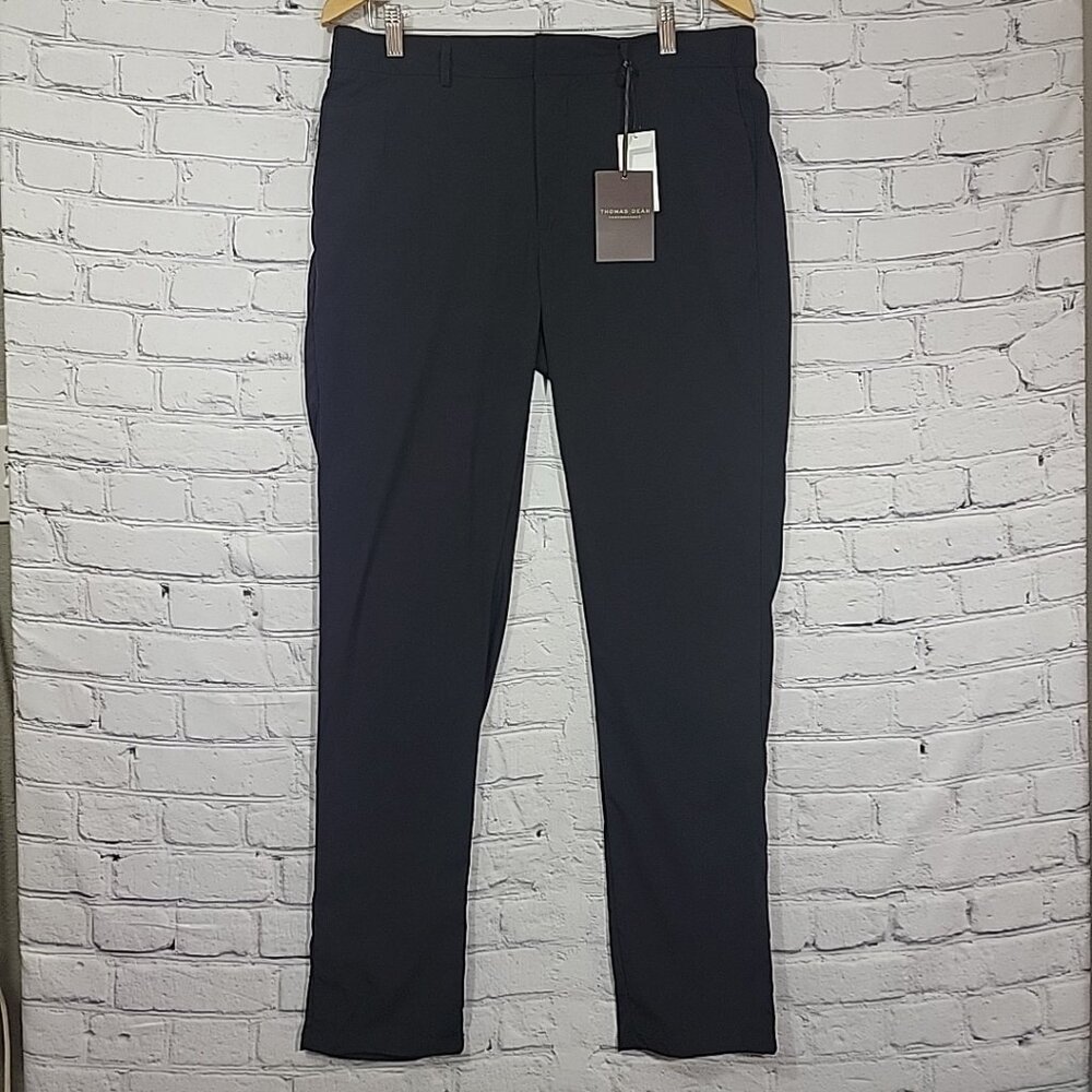 Thomas Dean Performance Black Nylon Spandex Pants Mens Size L New NWT